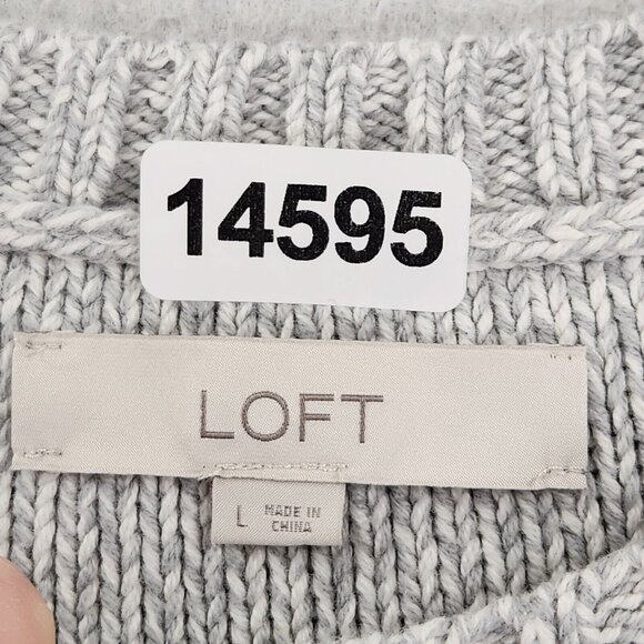 Ann Taylor LOFT Dress Womens Large Gray Cable Knit Cold Shoulder Sweater Knit - Picture 7 of 10